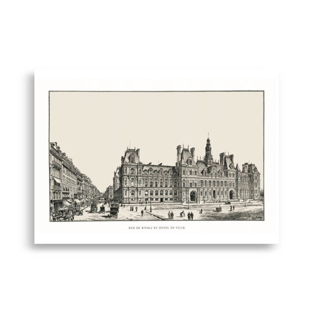 Paris City Hall poster reprint of a 1889 engraving by Auguste Vitu