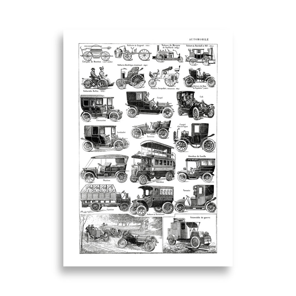 Antique old cars poster