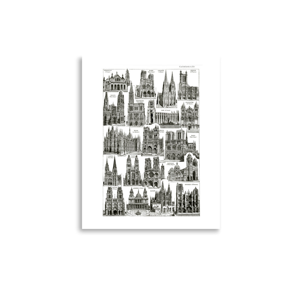 Affiche de Cathédrales Noir et Blanches - France & Europe
