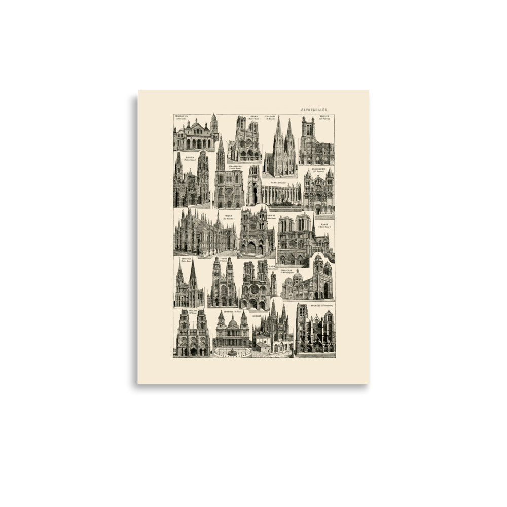 Affiche de Cathédrales Françaises et Européennes - Fond Ivoire
