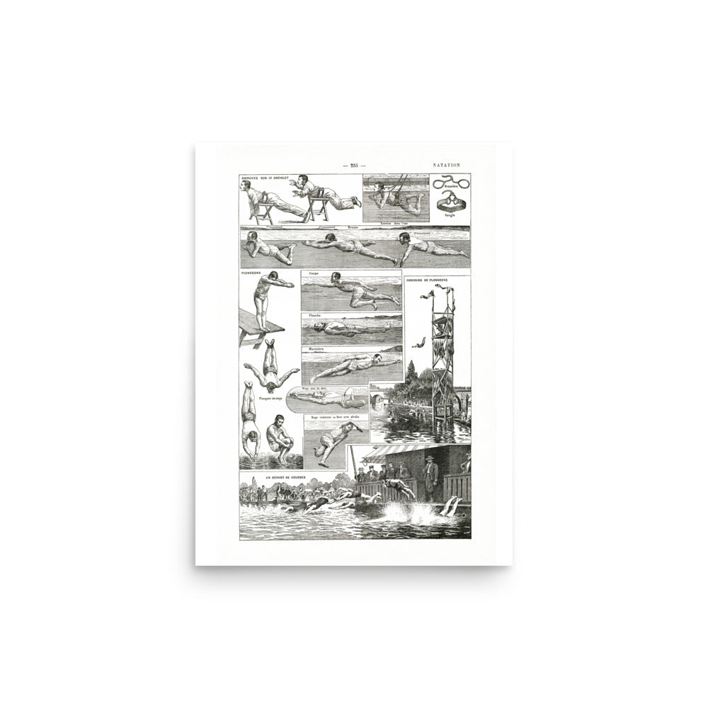 Swimming & diving poster with white background