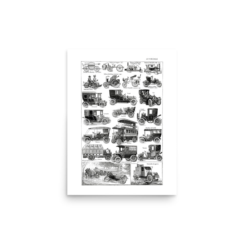 Antique old cars poster