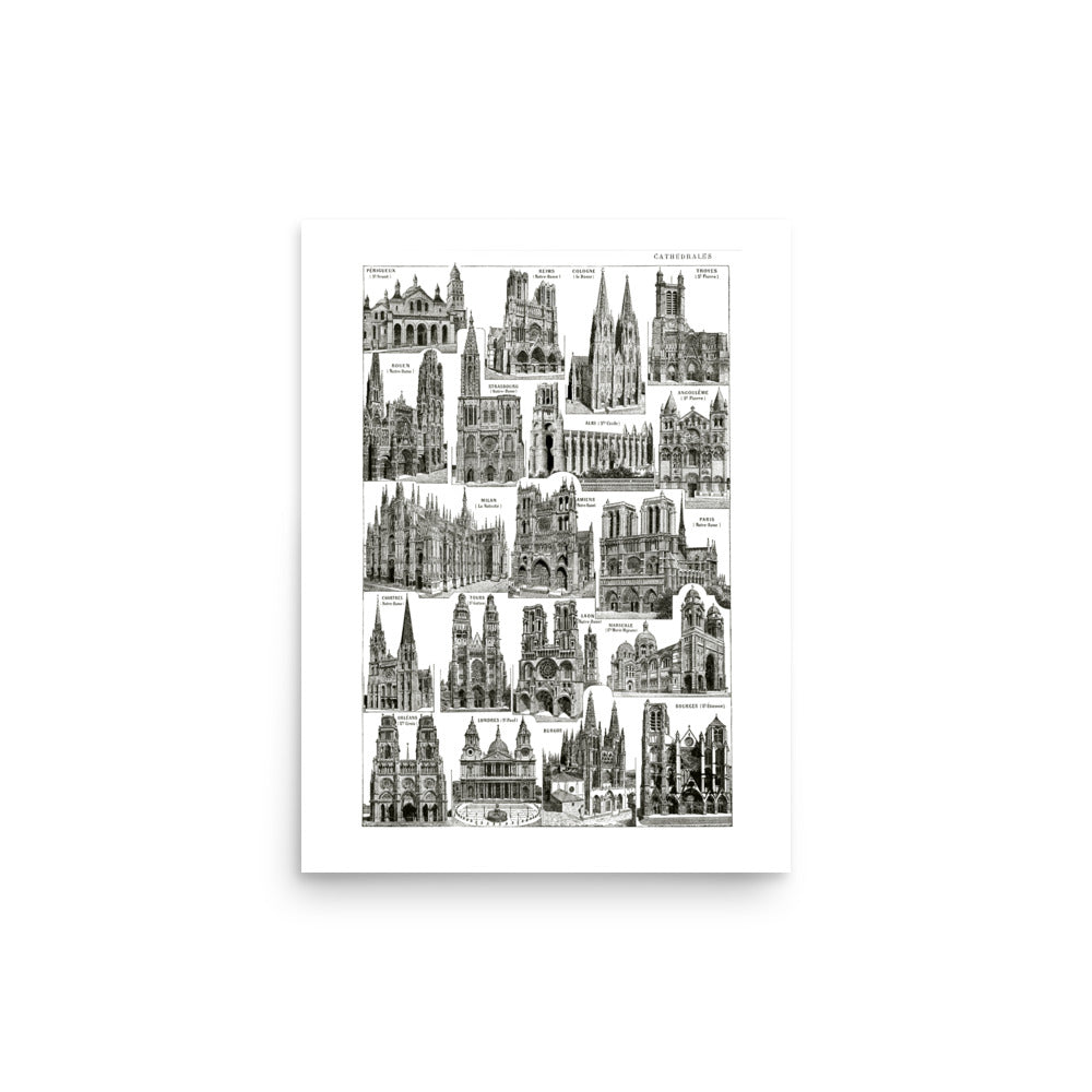 Affiche de Cathédrales Noir et Blanches - France & Europe