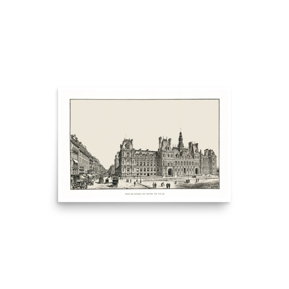 Paris City Hall poster reprint of a 1889 engraving by Auguste Vitu