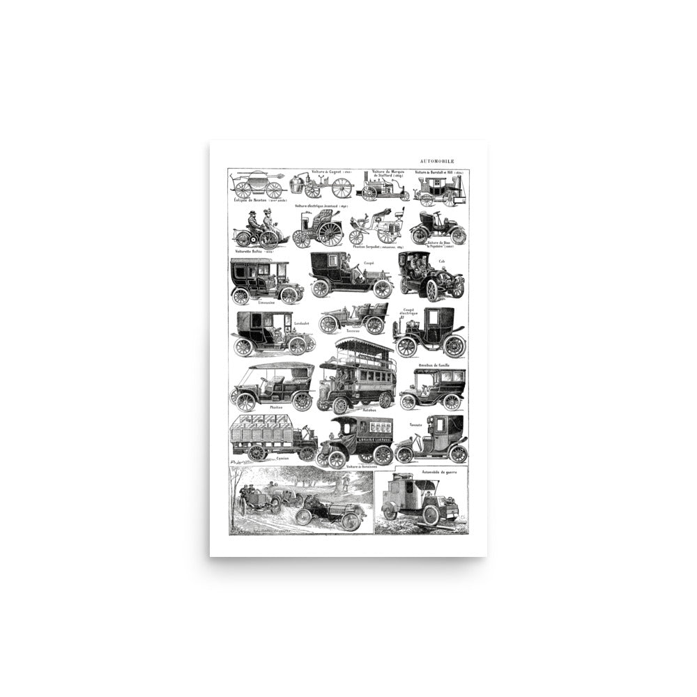 Antique old cars poster