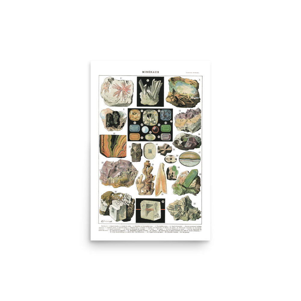 Large Minerals Chart Poster
