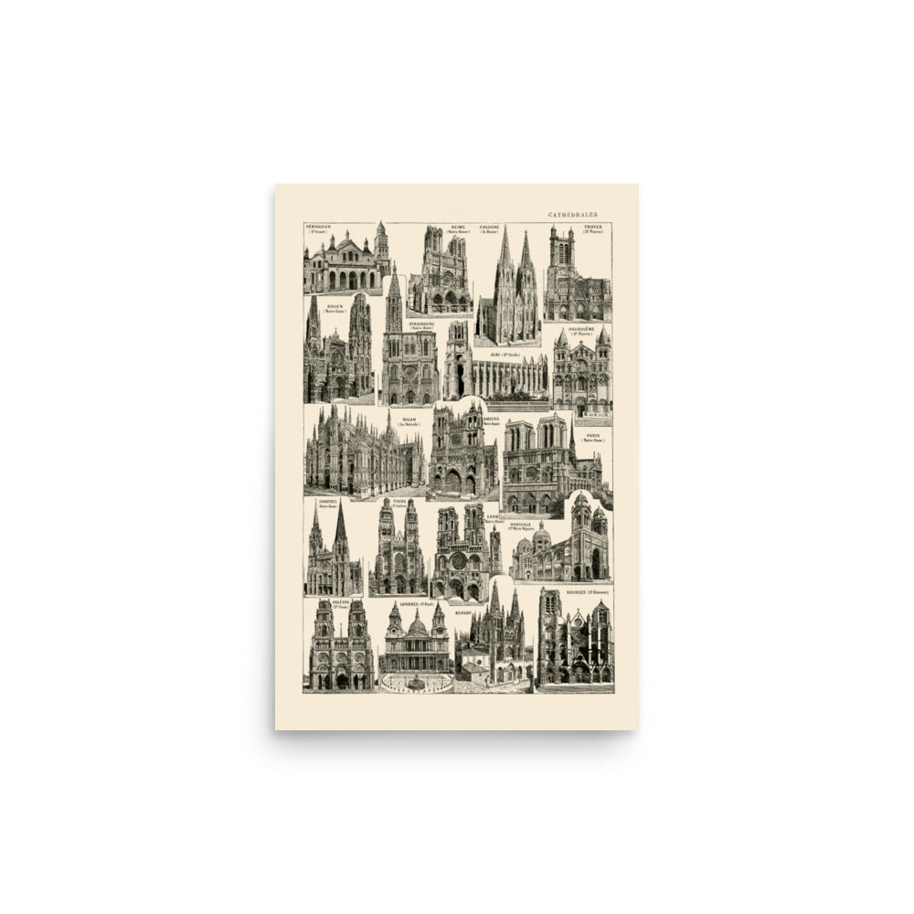 Affiche de Cathédrales Françaises et Européennes - Fond Ivoire