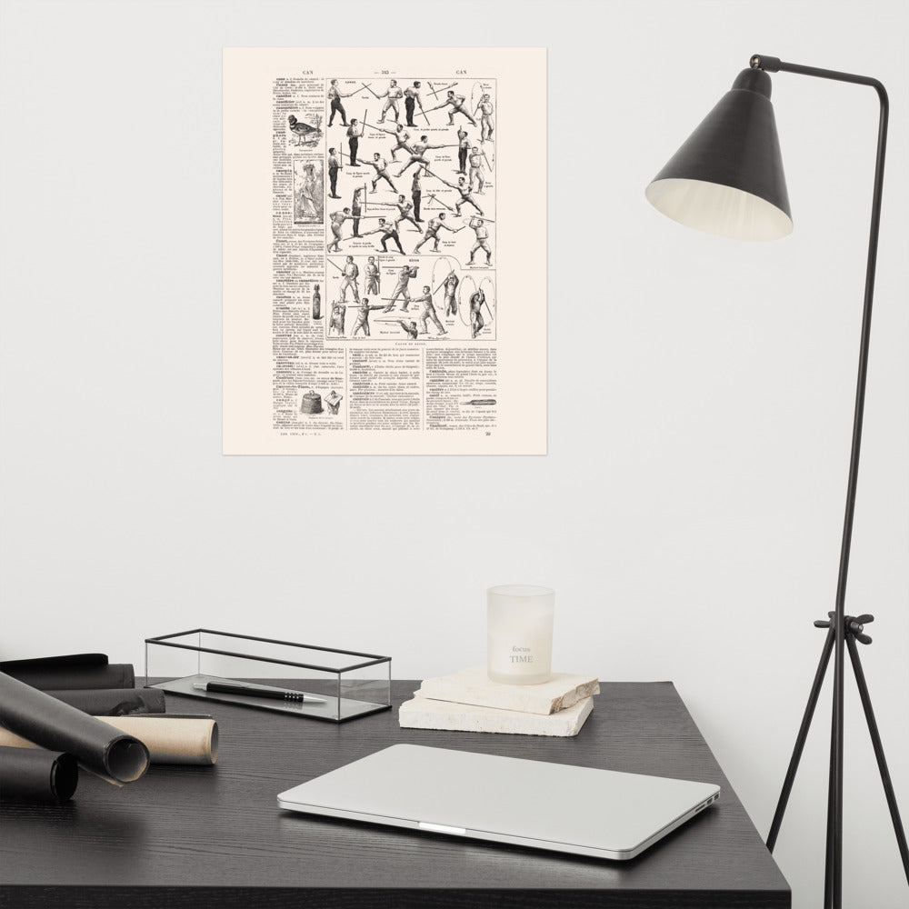 Large cane & stick fighting poster for Martial arts gift