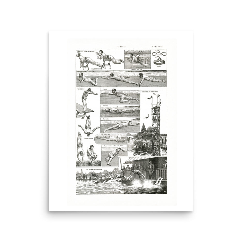Swimming & diving poster with white background