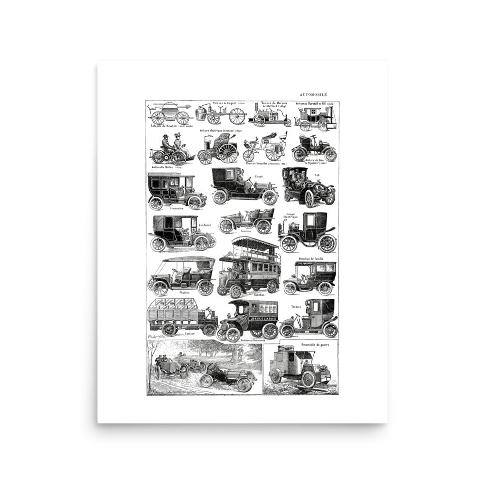 Antique old cars poster