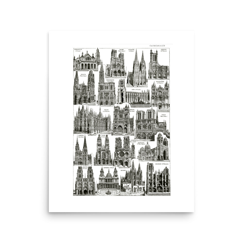 Affiche de Cathédrales Noir et Blanches - France & Europe