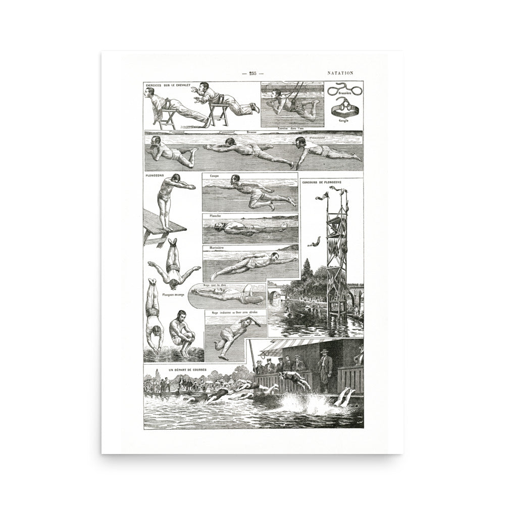 Swimming & diving poster with white background