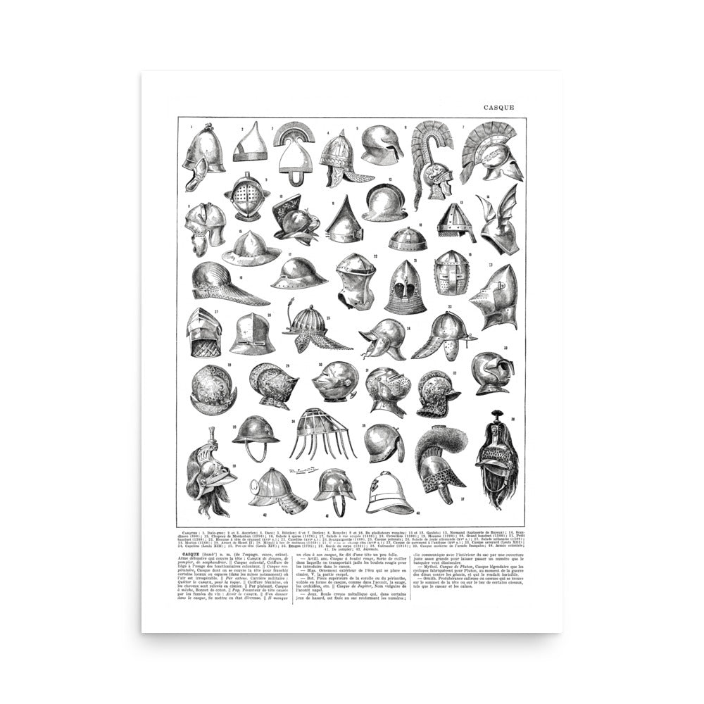 Large Helmets Poster - White Background