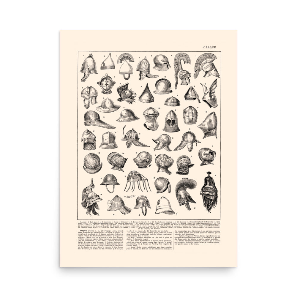 Helmets Poster - Beige Background