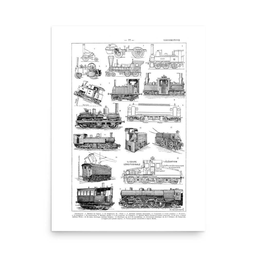 Large Locomotives Train Engines Poster