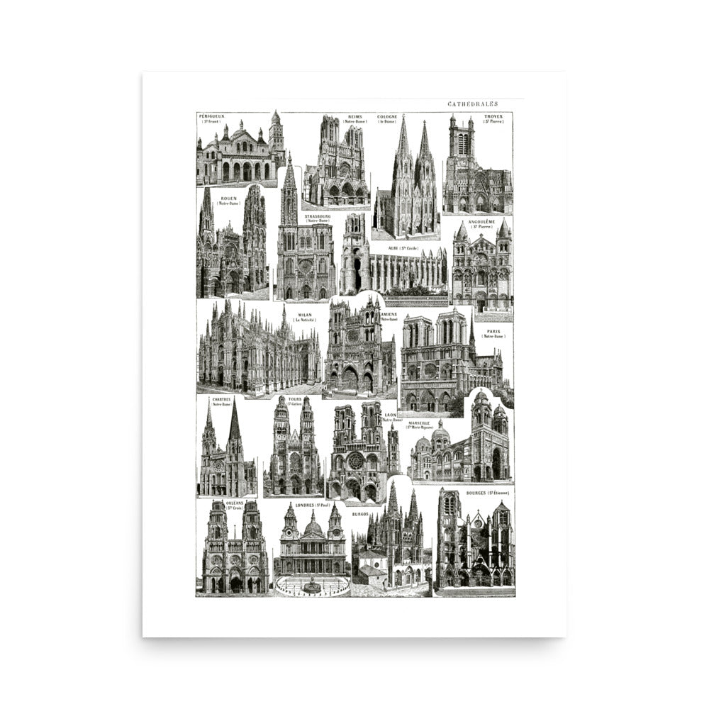 Affiche de Cathédrales Noir et Blanches - France & Europe