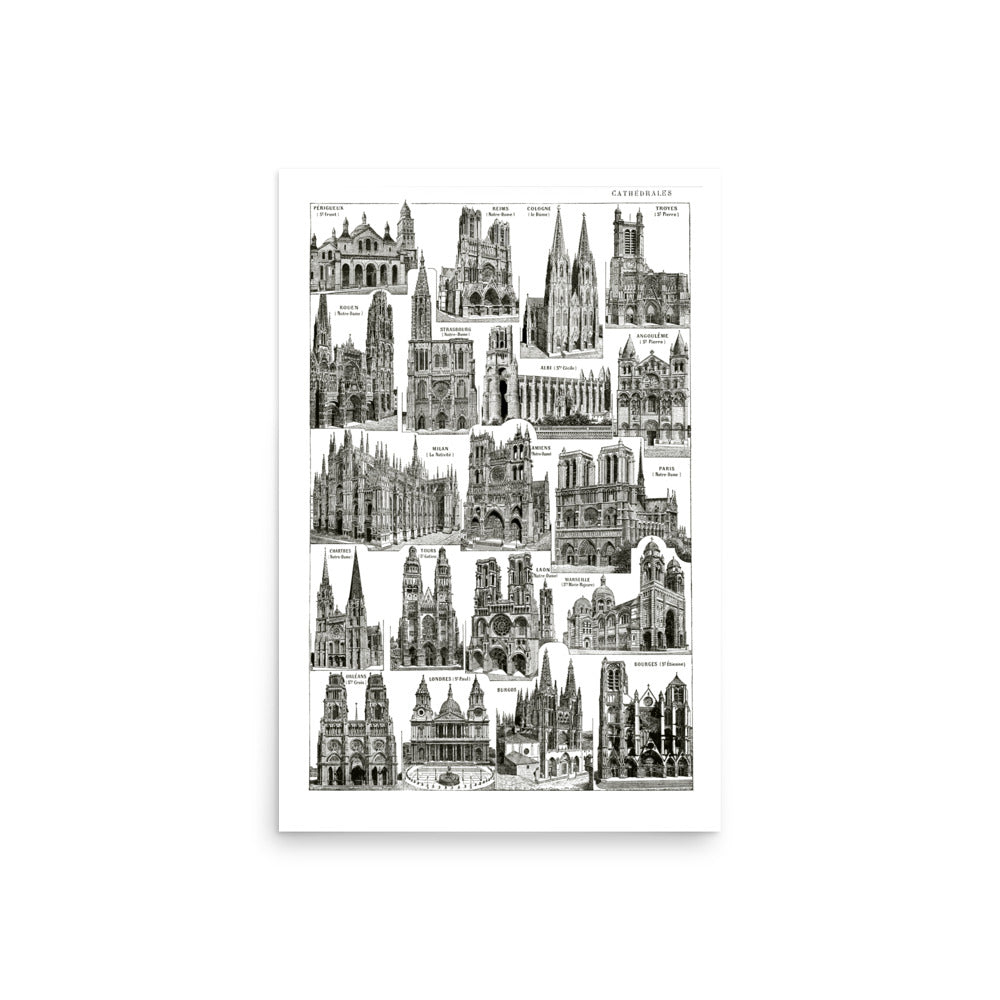 Affiche de Cathédrales Noir et Blanches - France & Europe