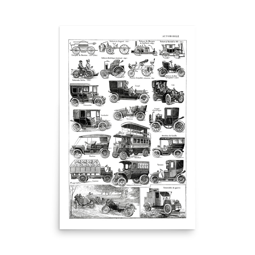 Antique old cars poster