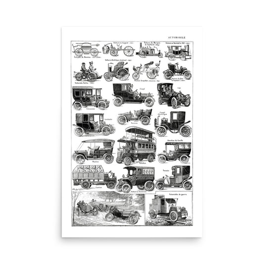 Antique old cars poster