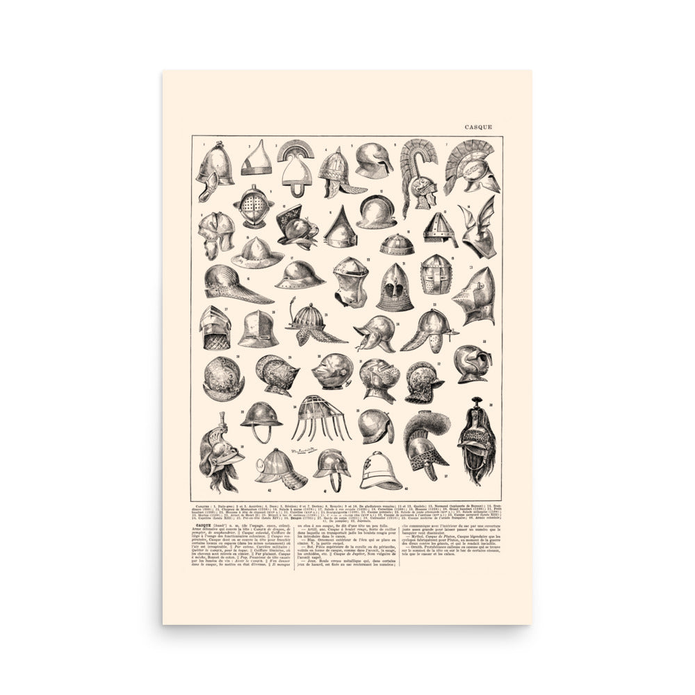 Helmets Poster - Beige Background