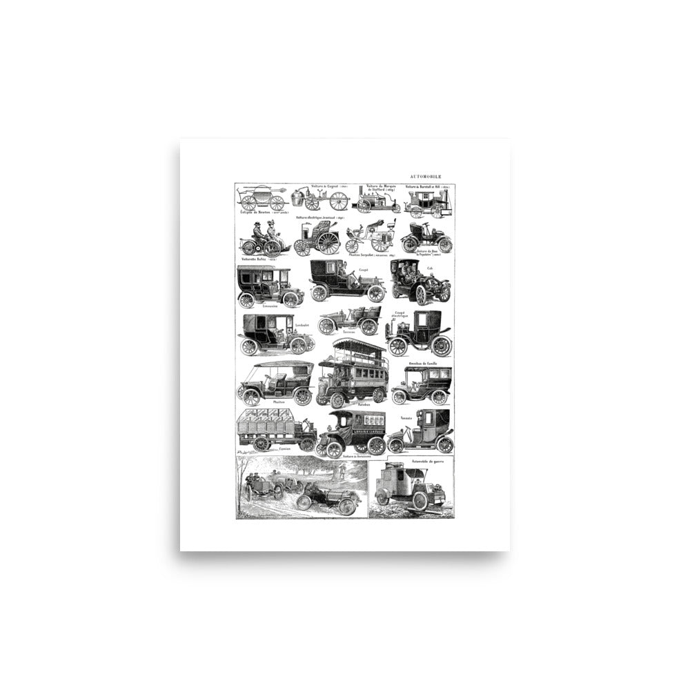 Antique old cars poster