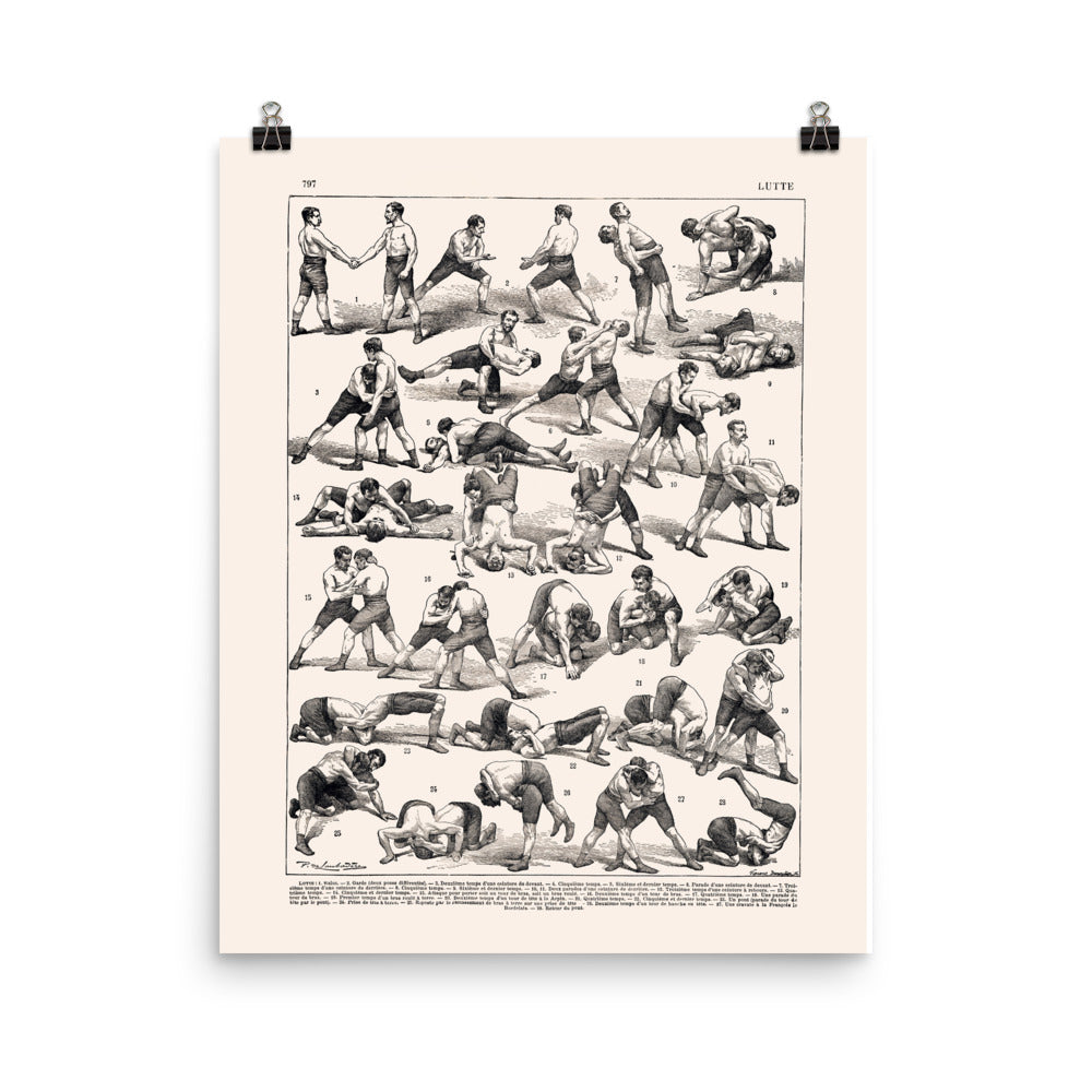 Retro Wrestling Poster - Black and White