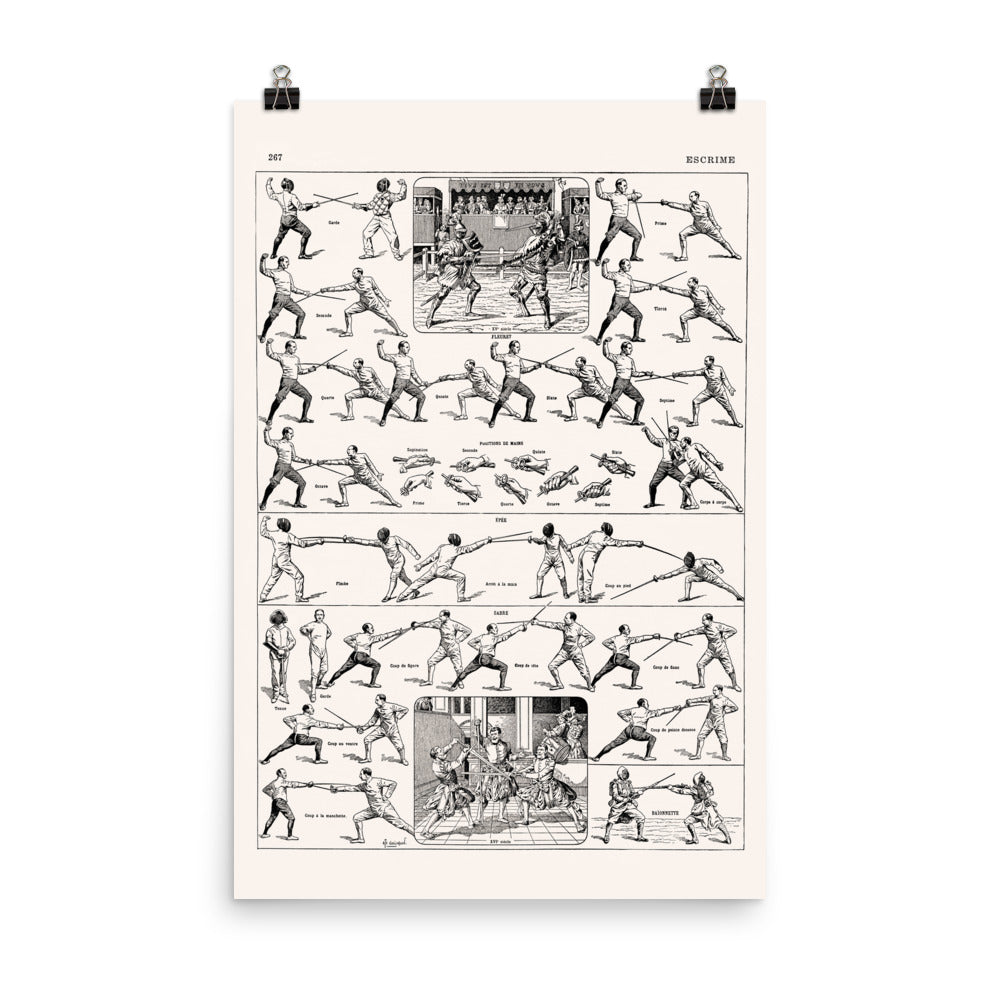 Black and white fencing poster