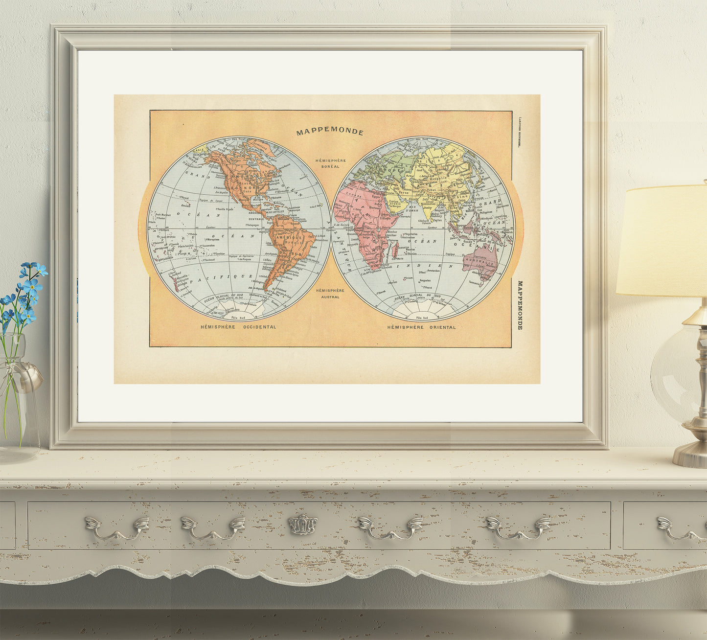 1922 Antique World Map