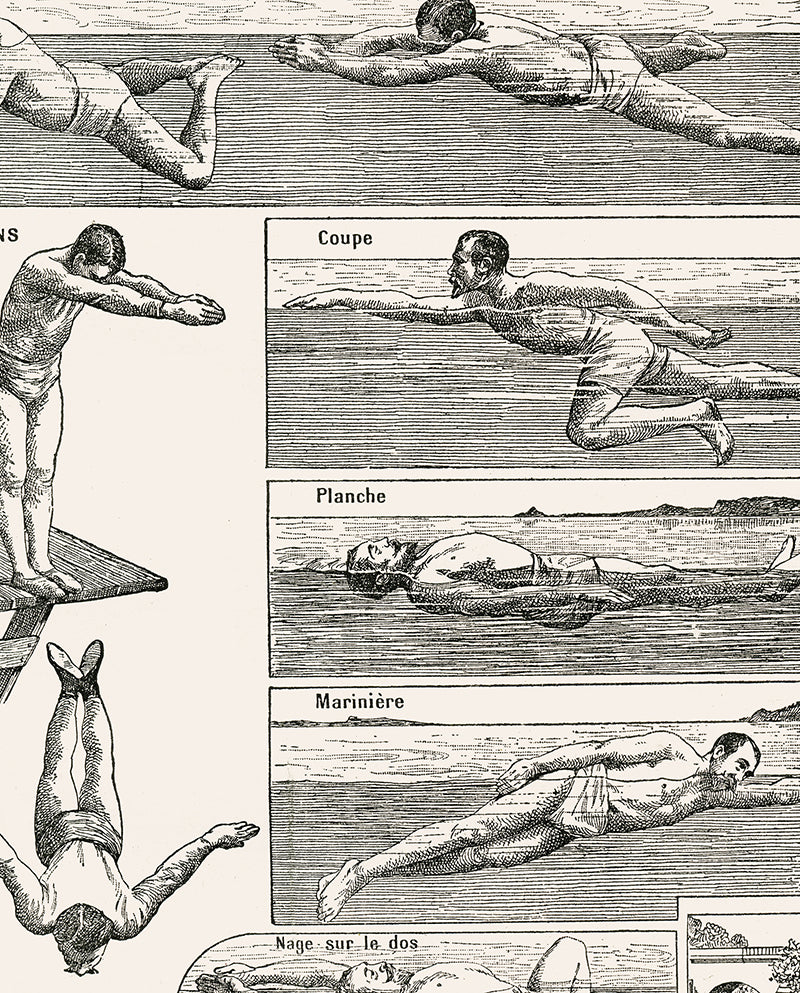 Swimming & diving poster with beige background