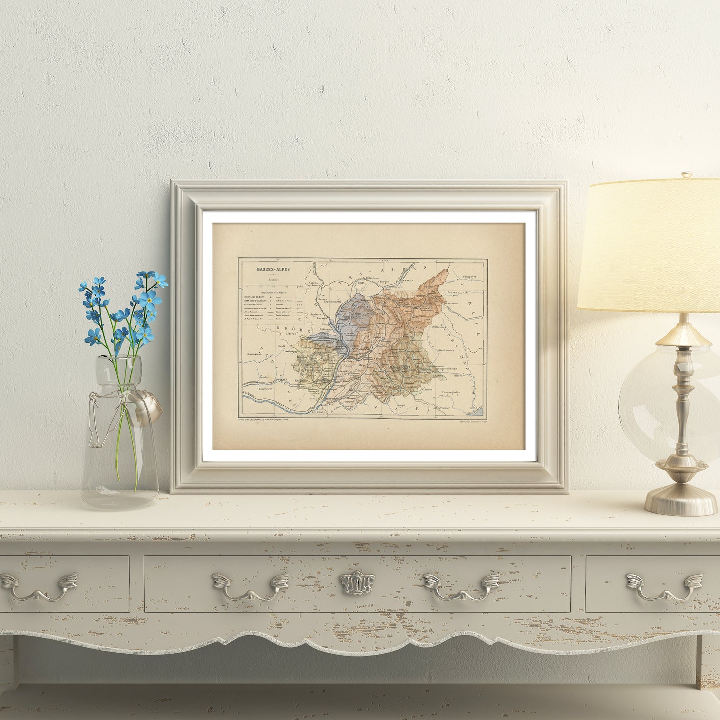 1892 Antique French Basses Alpes Map