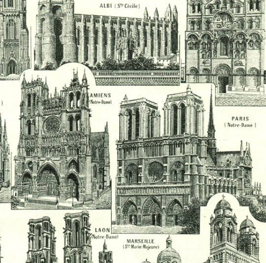 1922 French Cathedrals Print