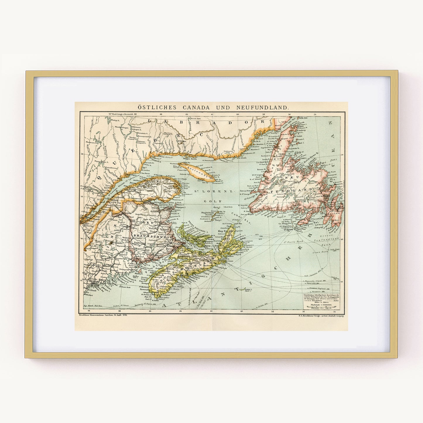 1894 Antique Eastern Canada map