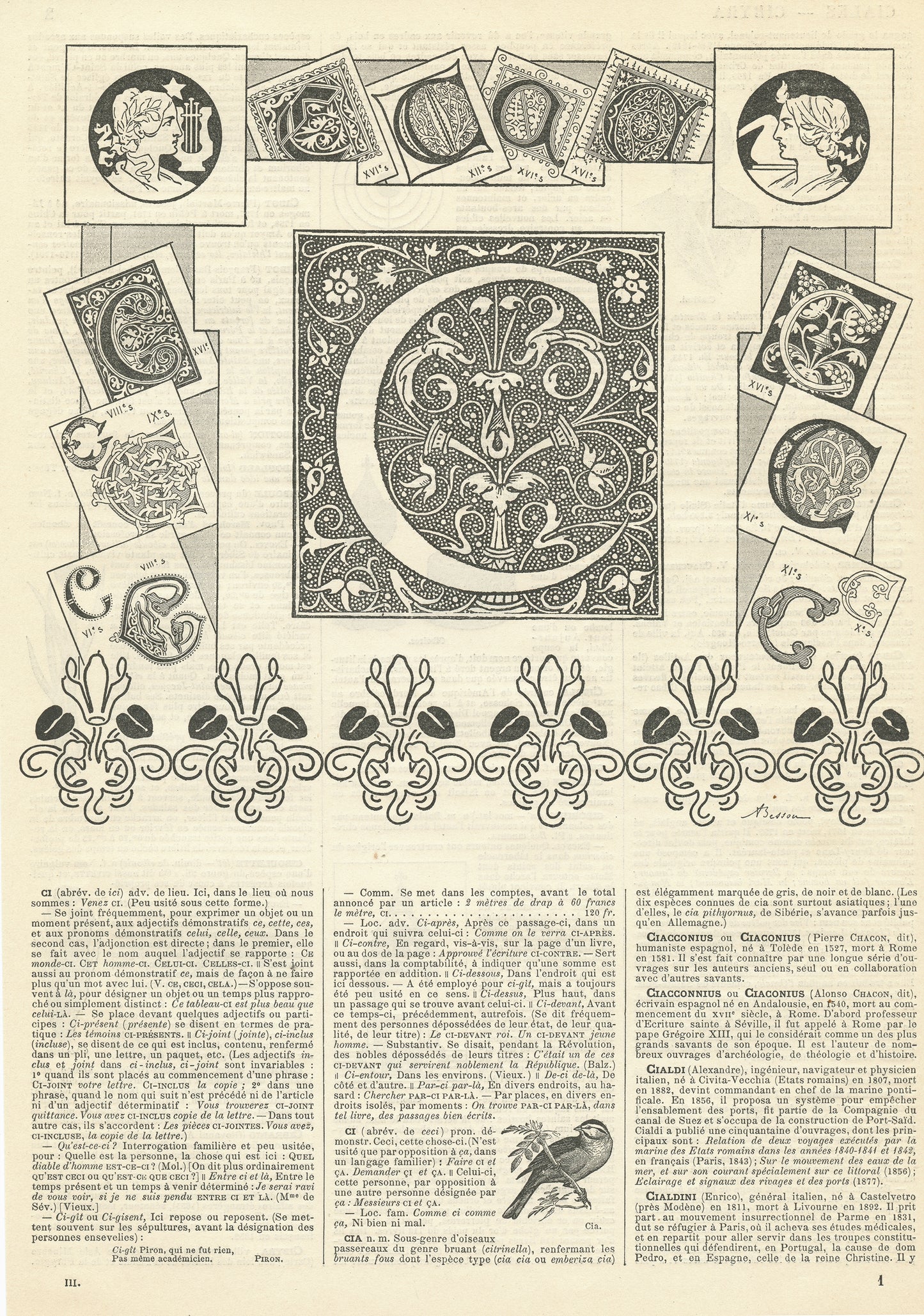 1897 Letter C Alphabet Letter print