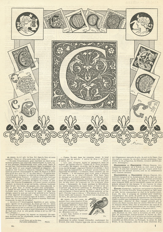1897 Antique Letter C print