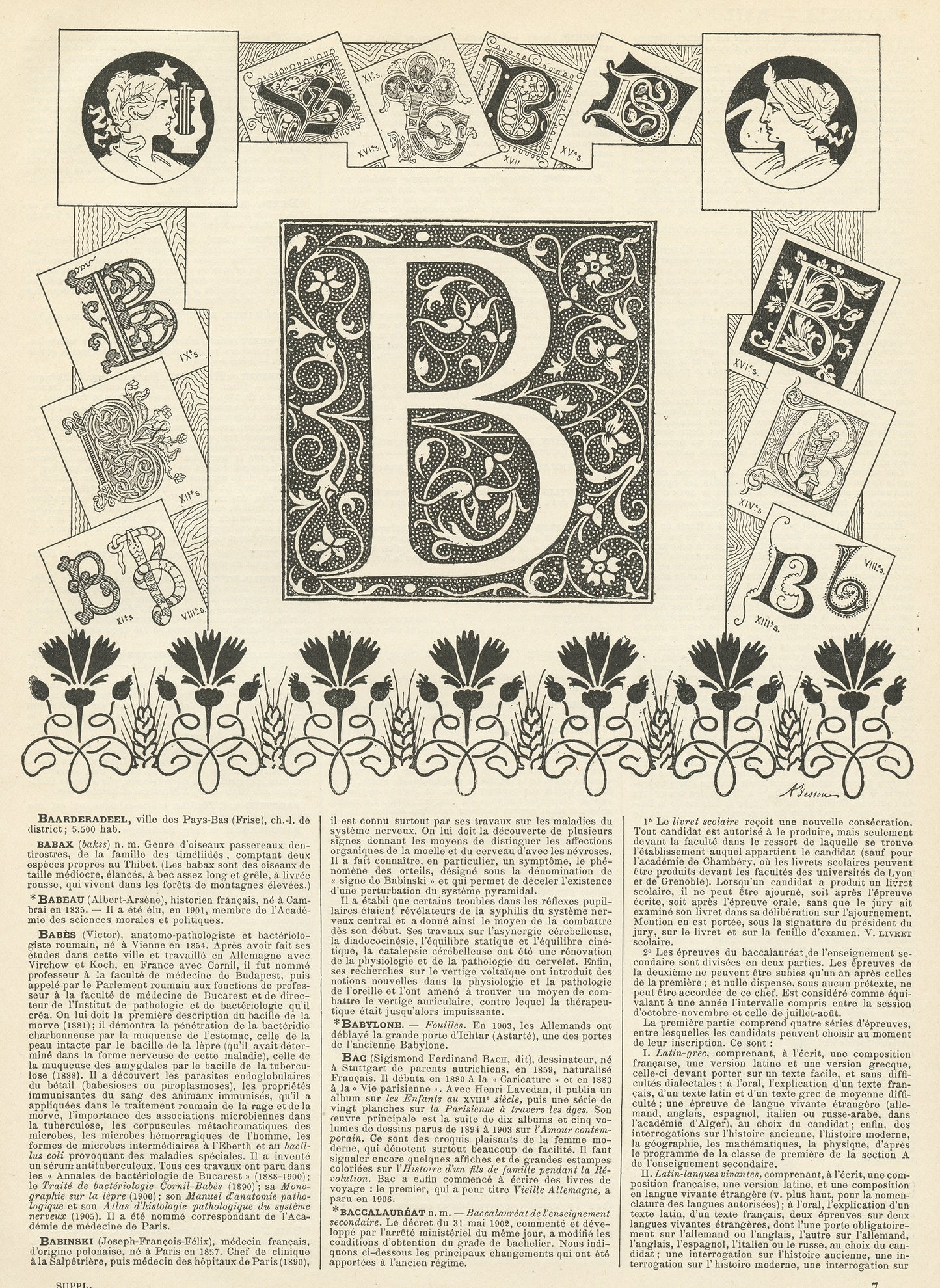1897 Initial Letter B Print