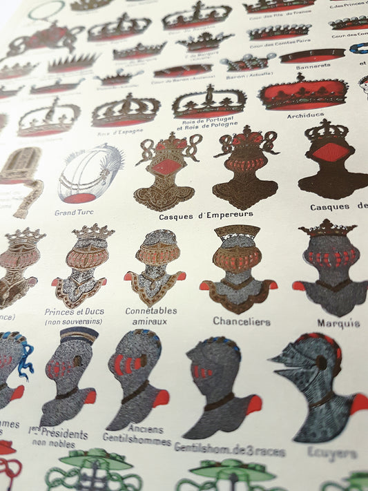 1897  Antique crowns & chivalry heraldic poster.