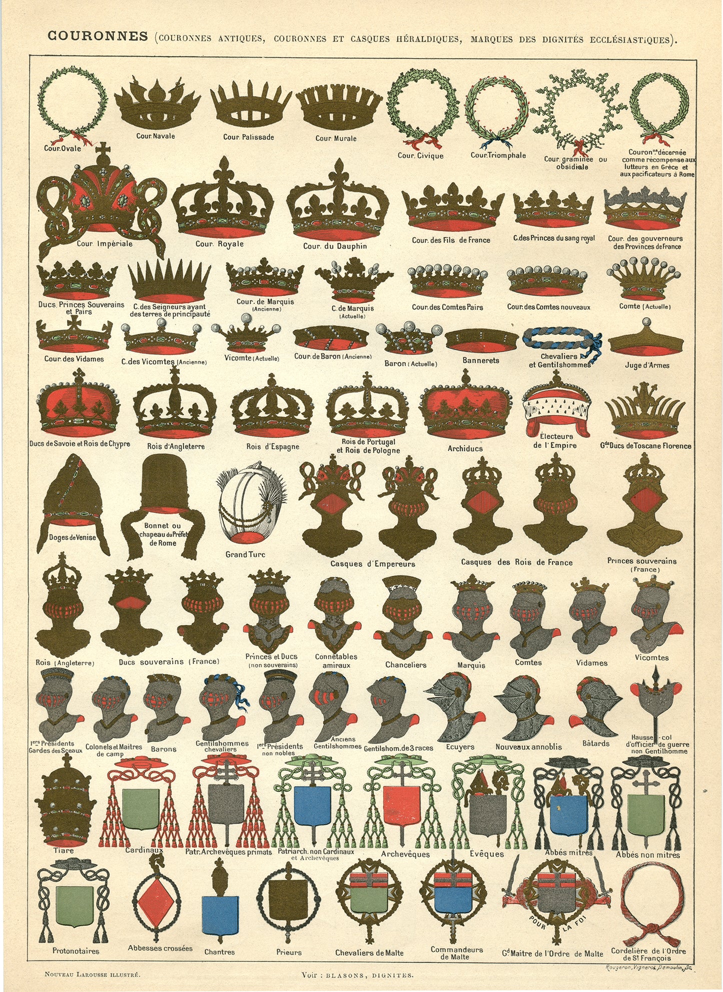 1897  Antique crowns & chivalry heraldic poster.