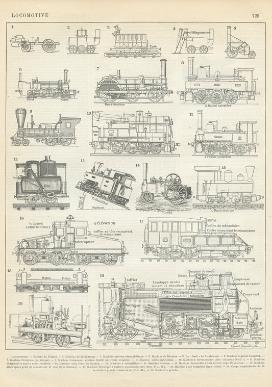 1897 Antique train engine print
