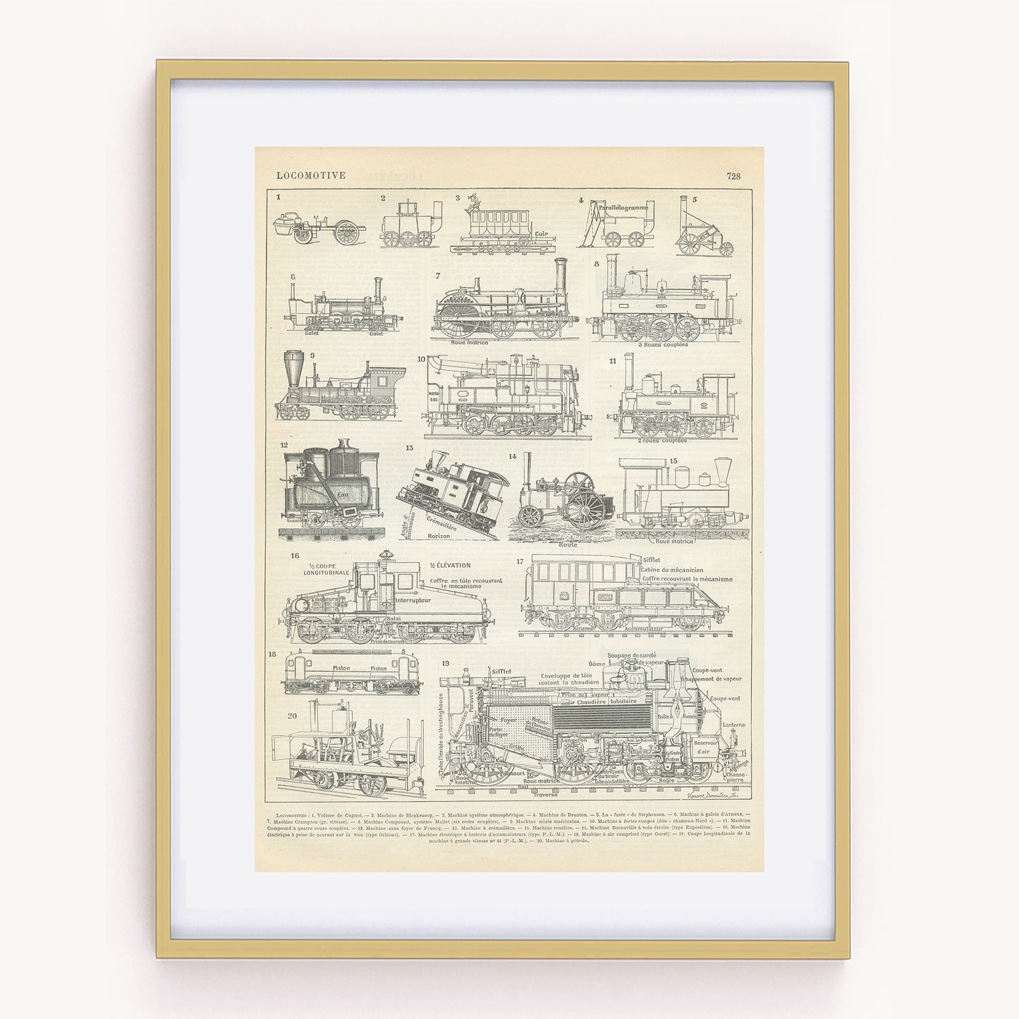 1897 Antique train engine print