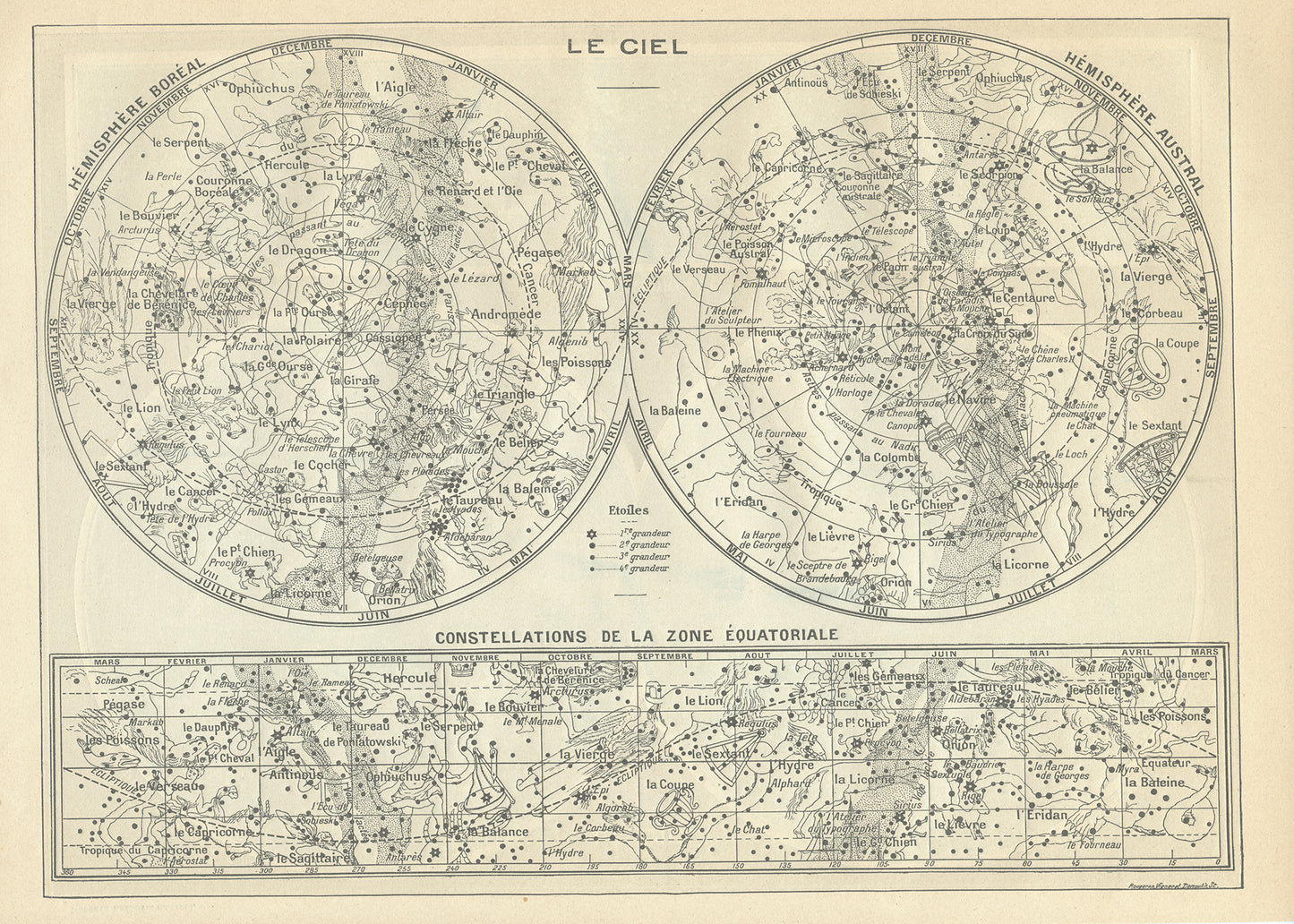 1897 Carte du ciel ancienne