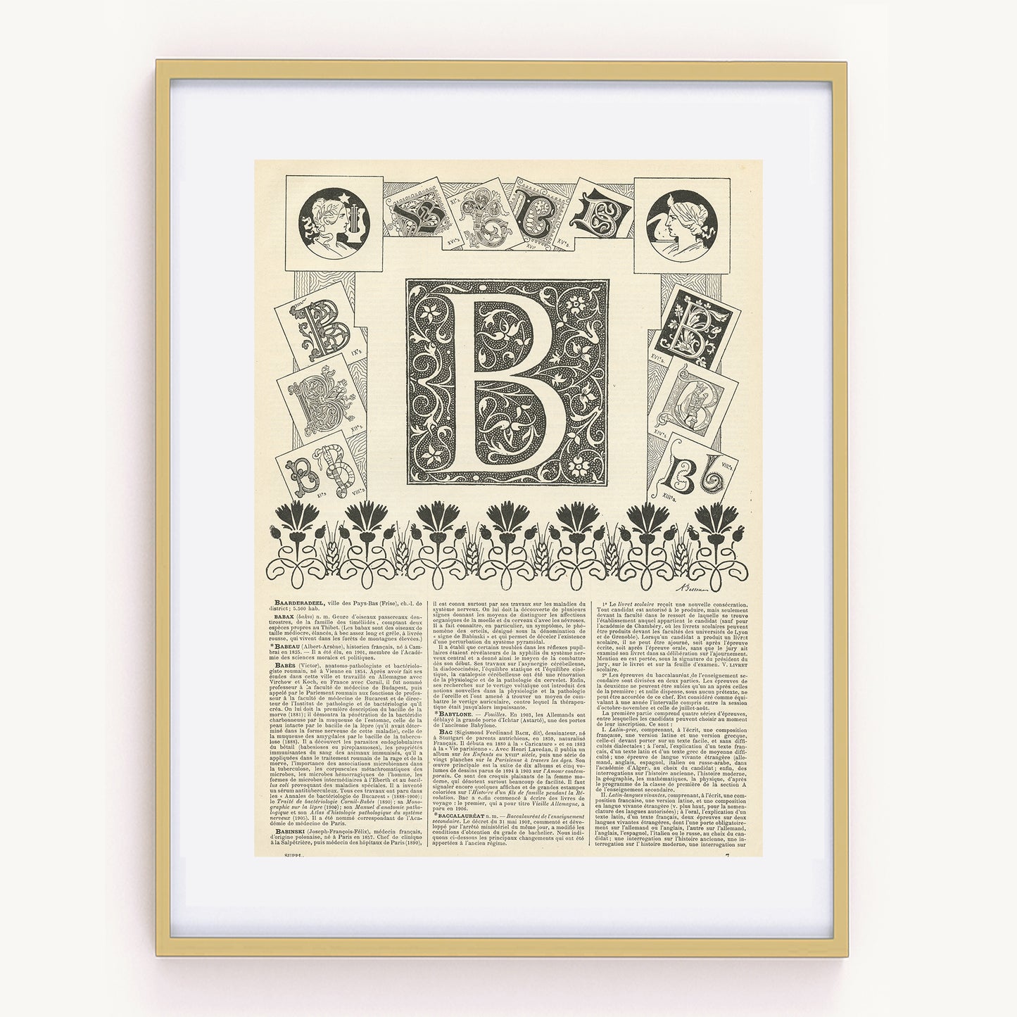 1897 Initial Letter B Print