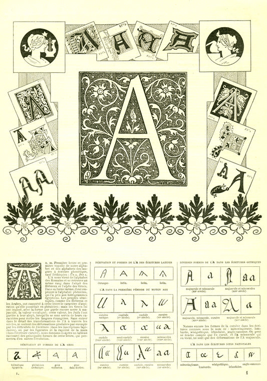 1897 Initial Letter A Print