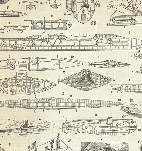 1897 Submarines & torpedo boats print