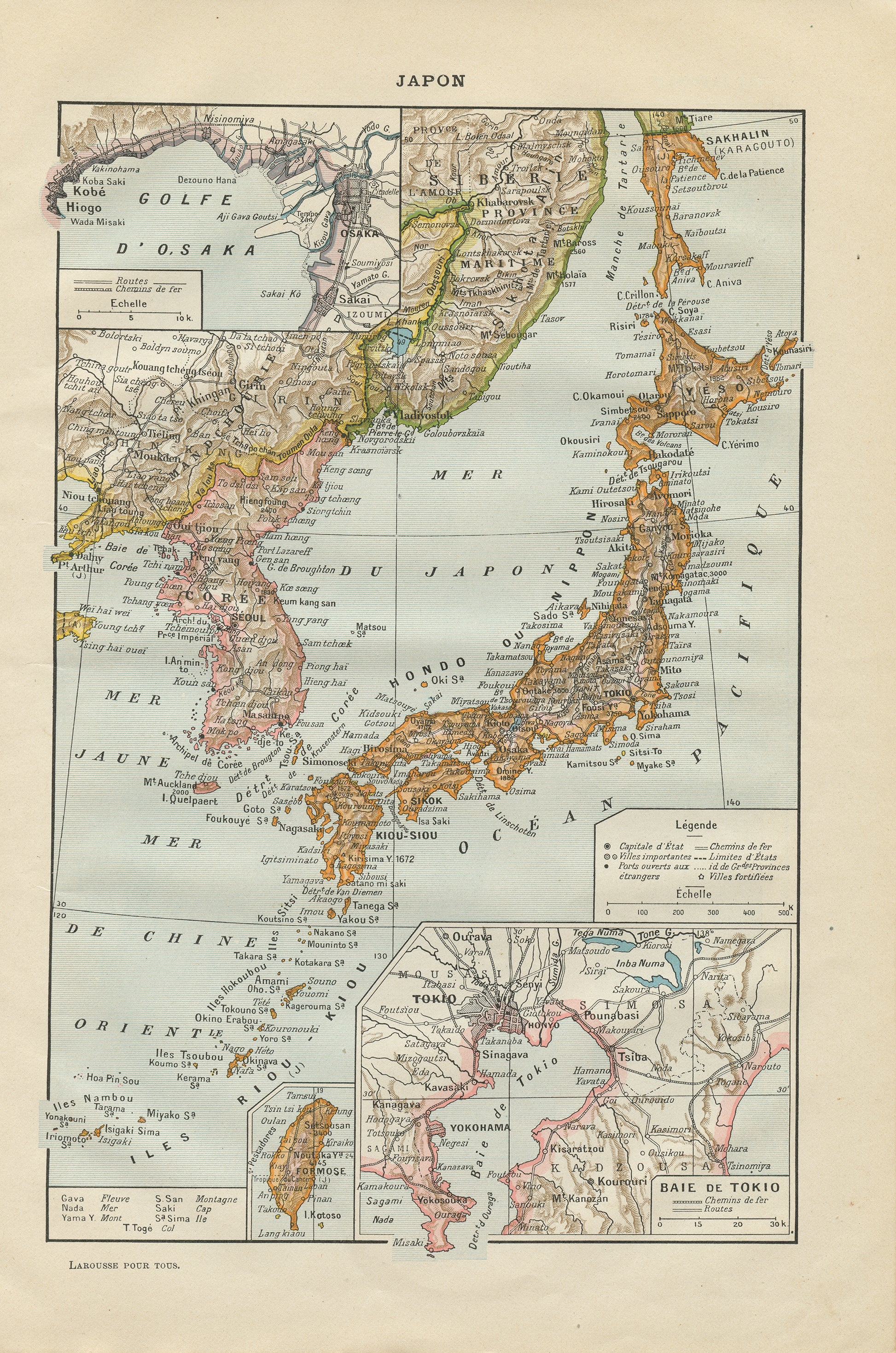 Small antique French Japan map