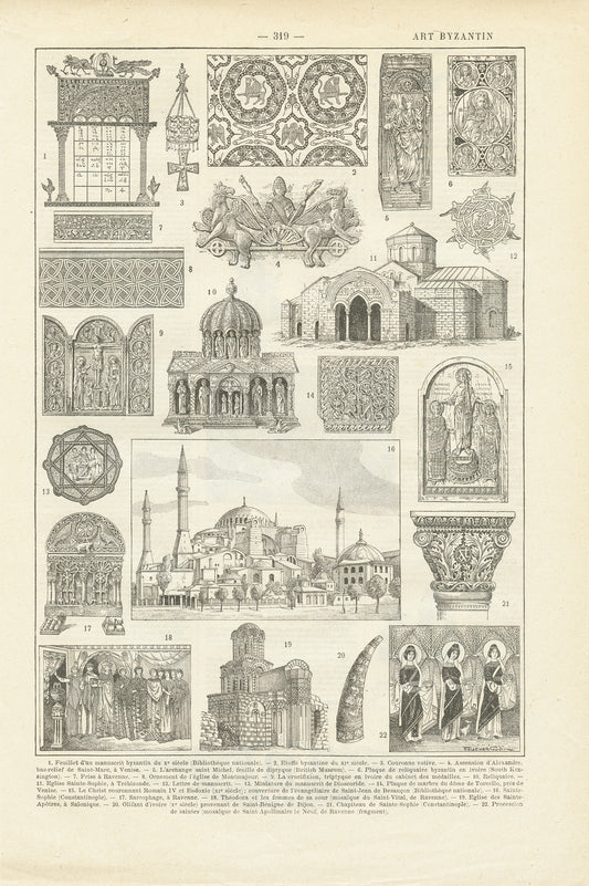 1922 Antique Byzantine art & architecture print
