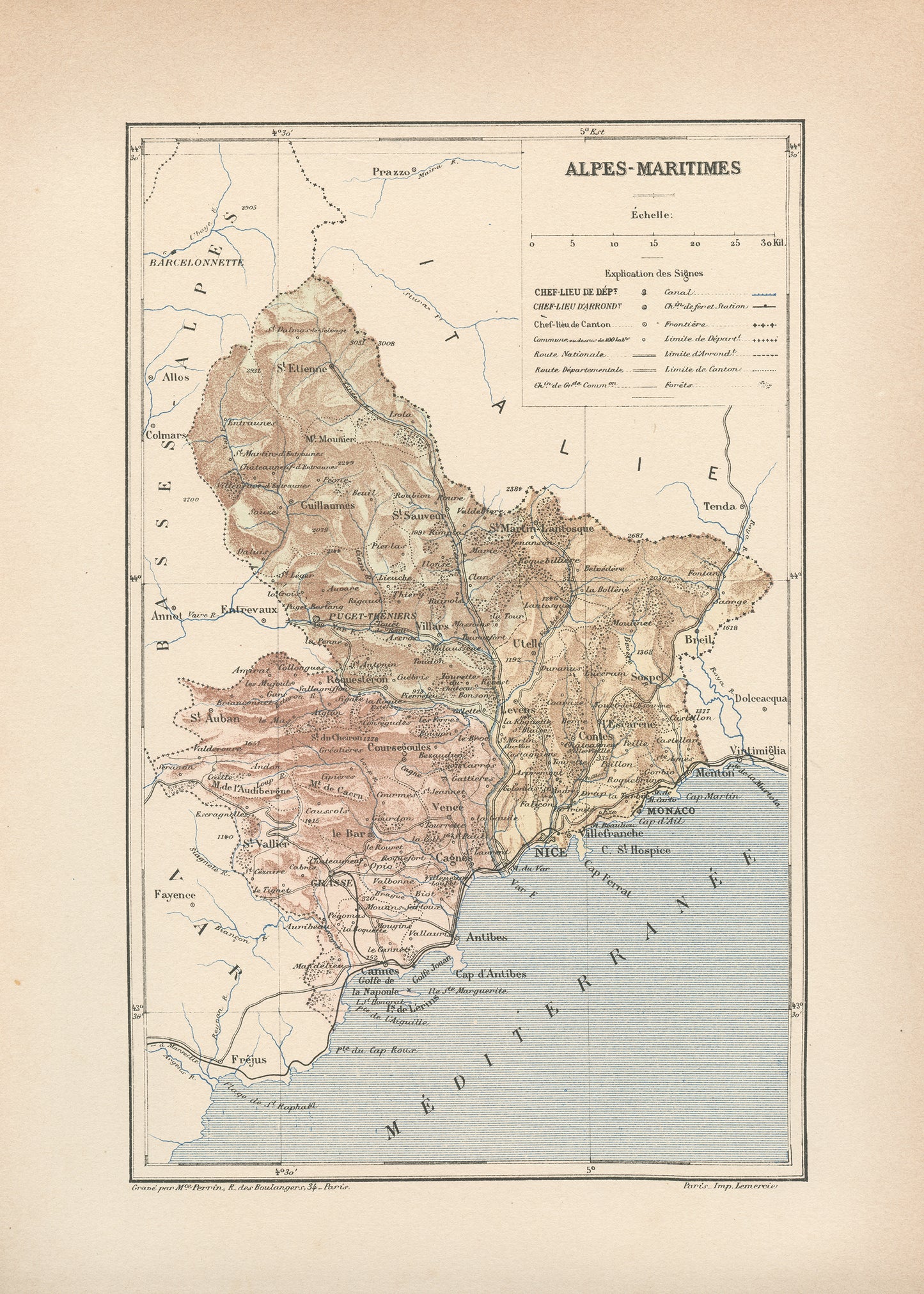 1892 Alpes Maritimes Map