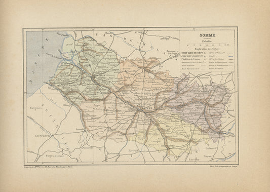 1892 Carte Ancienne de la Somme