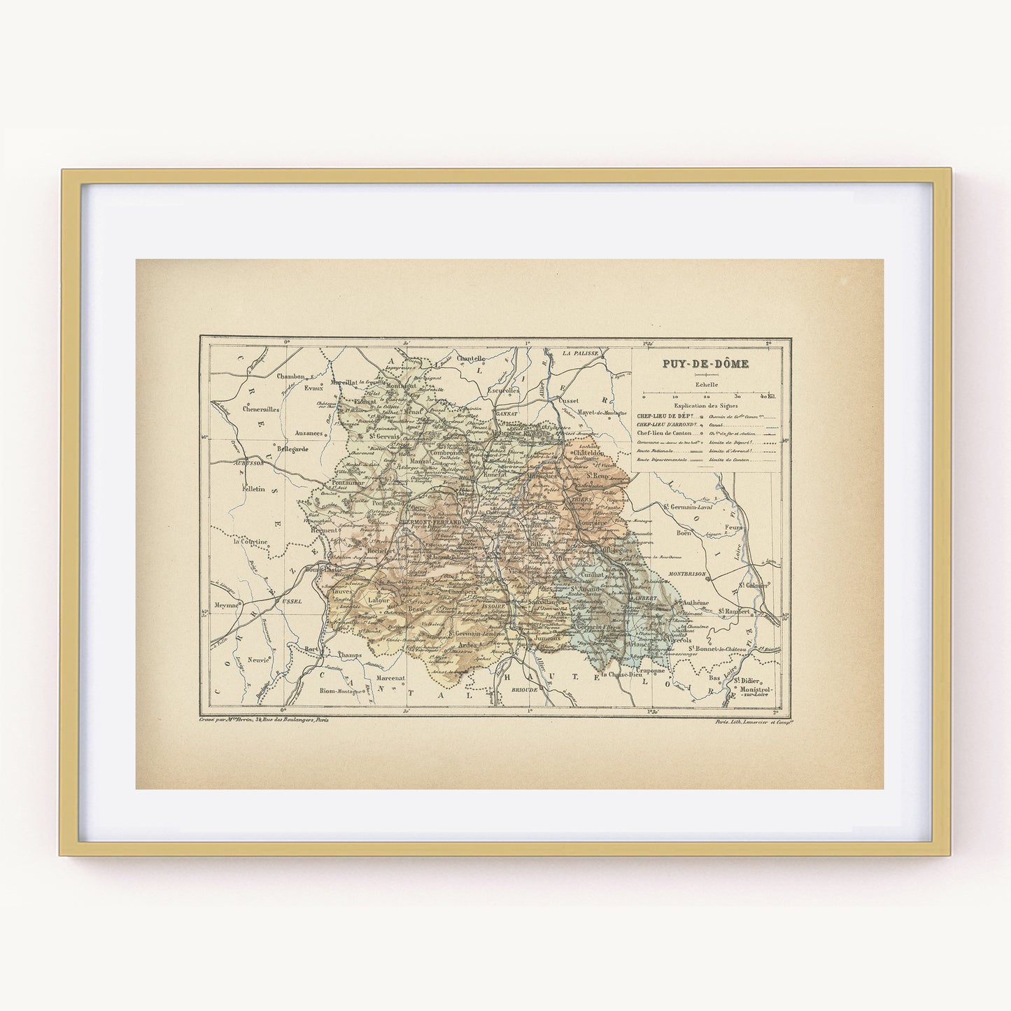 1892 map of Puy-de-Dôme - France
