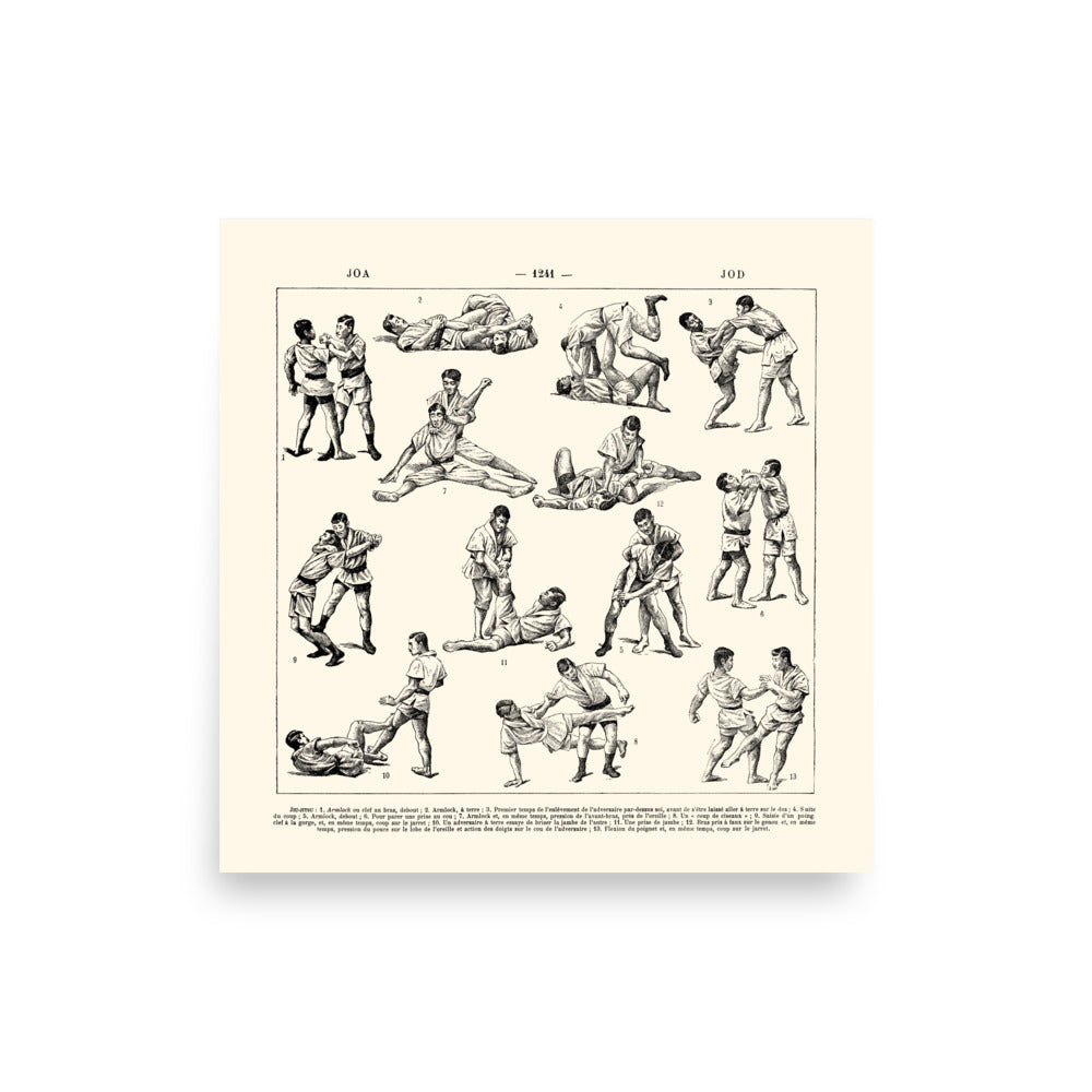 Square Jiu Jitsu poster - Beige