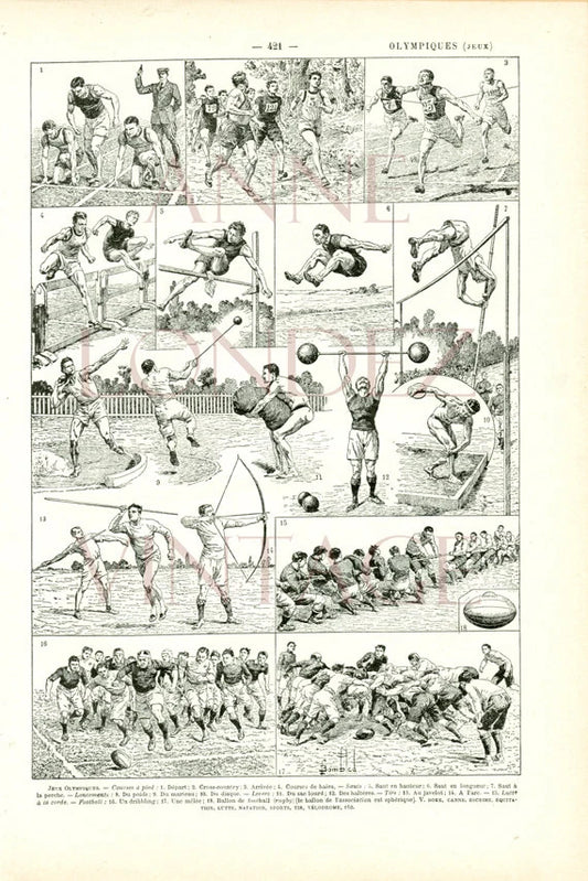1922 Antique Olympic Games Sports Print